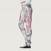 ドットpointillism円白黒ピンクのバラflo レギンス (左)