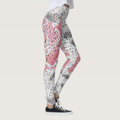 ドットpointillism円白黒ピンクのバラflo レギンス (右)