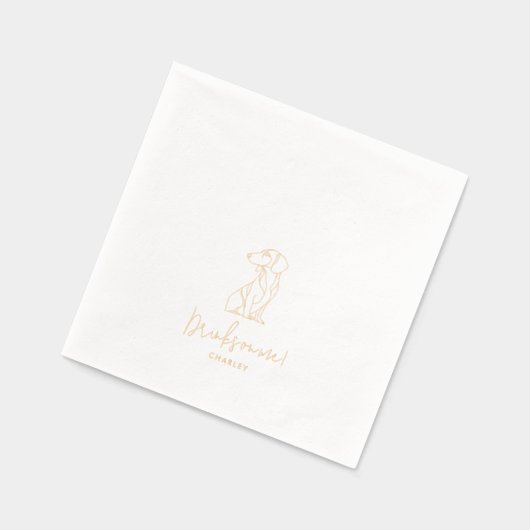 ドッパーソナライズされたグダシュント結婚ペット金ゴールド 箔ナプキン (左)