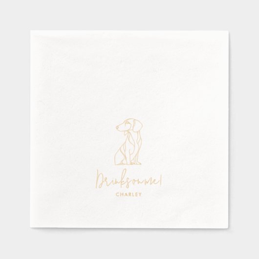 ドッパーソナライズされたグダシュント結婚ペット金ゴールド 箔ナプキン (正面)
