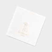 ドッパーソナライズされたグプードルイラストレーション結婚ズ金ゴールド 箔ナプキン (左)