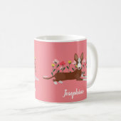 ドッパーソナライズされた最高のグ母ポデコピンクフローラ コーヒーマグカップ (正面右)