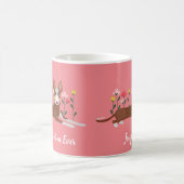 ドッパーソナライズされた最高のグ母ポデコピンクフローラ コーヒーマグカップ (中央)