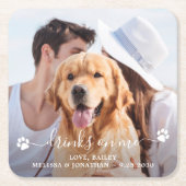 ドッモダンク愛犬ペットの写真ドリンク結婚 スクエアペーパーコースター (正面)
