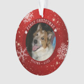 ドッモダングレッド初めてのクリスマススノーフレーク写真 オーナメント (正面)