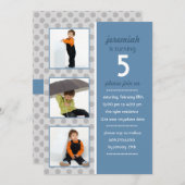 ドッモダントフォト誕生日招待状(スチールブルー) 招待状 (正面/裏面)