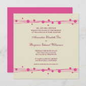 ドッモダント&ストロー結婚式招待状2 (暗い赤紫色) 招待状 (正面/裏面)