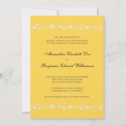 ドッモダント&ストロー結婚式招待状（黄色） 招待状 (正面)