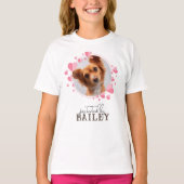 ドッ保護グのペットカスタムフォトピンクのハート Tシャツ (正面)