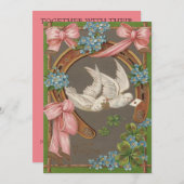 ドッ忘れヴ・メ・ノーの馬蹄形結婚式招待状 招待状 (正面/裏面)