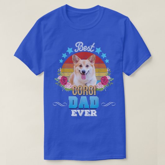 ドッ最高のグパパエバーCorgiフローラレトロ父デイロー Tシャツ (デザイン正面)