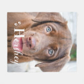 ドッ最高のグパーソナライズされたペットラブラドール子犬の写真 フリースブランケット (正面(横))
