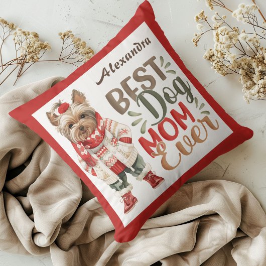 ドッ最高のグママ常に水の色のヨークシャーテリア赤カスタムい クッション