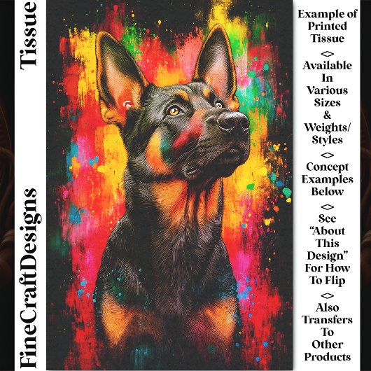 ドッ絵を描シュ羊飼い犬CT2デコパージュ 薄葉紙