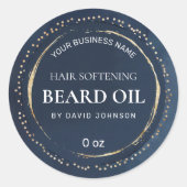 ドッ絵を描ツゴールドフォイルネイビーブルーヒゲ油 ラウンドシール (正面)