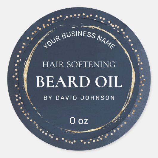 ドッ絵を描ツゴールドフォイルネイビーブルーヒゲ油 ラウンドシール (正面)