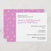 ドッ色彩の鮮やかトピンク色のリハーサルディナー招待状 招待状 (正面/裏面)