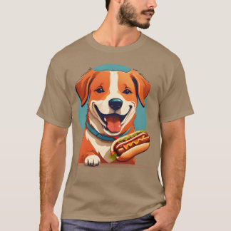 ドッ食べクホットドッグ家族の少女 Tシャツ