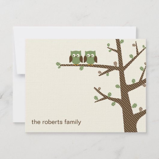 ドティフクロウツインズサンキューカード招待状 サンキューカード (正面)