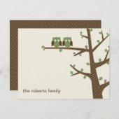 ドティフクロウツインズサンキューカード招待状 サンキューカード (正面/裏面)