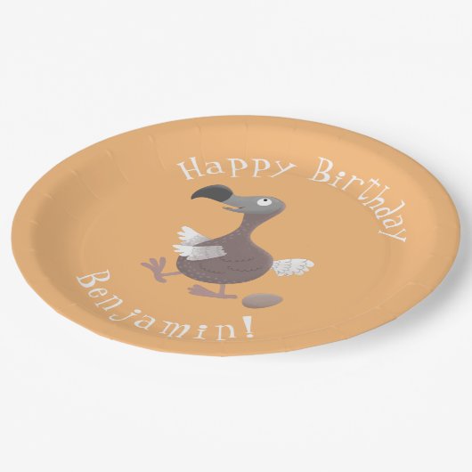 ドドおもしろい鳥のパーソナライズされた誕生日 ペーパープレート (アングル)