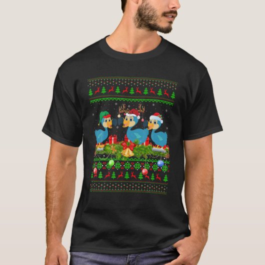 ドドドバードラバークリスマス照明サンタ醜いドドドクChri Tシャツ (正面)