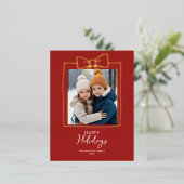 ドドル手描き弓クリスマスフォト 箔シーズンポストカード (立ち正面)