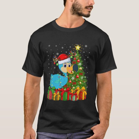 ドドードバードクリスマスツリー照明サンタハットドッドキリスト Tシャツ (正面)