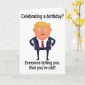 ドナおもしろいルド・トランプ・フェイク・ニュース誕生日 カード (黄色い花)