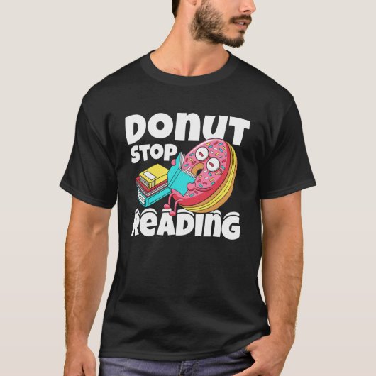 ドナストップ読ツの本読の読書司書 Tシャツ (正面)