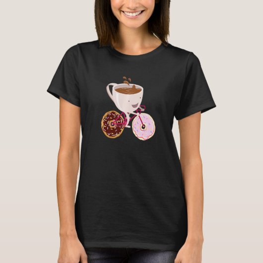 ドナッカッコいいトコーヒー自転車の手引きイラストレーション Tシャツ (正面)