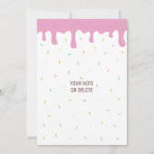 ドナッカラフルトと振りかけるパーソナライズされた誕生日 招待状 (裏面)