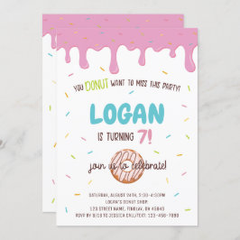 ドナッカラフルトと振りかけるパーソナライズされた誕生日 招待状