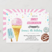 ドナッツアイスクリームパーティー 招待状 (正面/裏面)