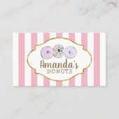ドナッツカップケーキベーカリーパティシシェフピンクストライプ 名刺 (正面)