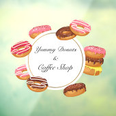 ドナッツコーヒーベーカリー焼いたグッズ店のパーソナライズ ウィンドウサイン (シート3)