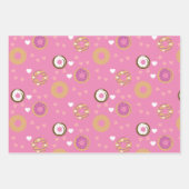 ドナッツバレンタインデーハートレッドピンクティール（緑がかった色） ラッピングペーパーシート (正面2)