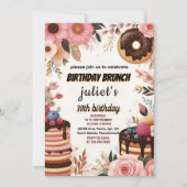 ドナッツパンケーキ大人のピンクのブランチ30th誕生日に参加 招待状 (正面)