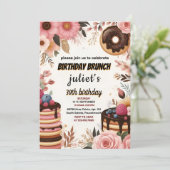 ドナッツパンケーキ大人のピンクのブランチ30th誕生日に参加 招待状 (スタンド正面)
