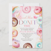ドナットタイムウォーターカラーお祝い3回 招待状 (正面)