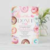 ドナットタイムウォーターカラーお祝い3回 招待状 (スタンド正面)