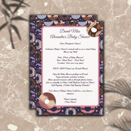 ドナットベビーガールパープルシャワーbyメール 招待状