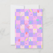 ドナッモダントが赤ちゃん市松模様にシャワーを振り掛ける サンキューカード (裏面)