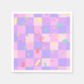 ドナッモダントが赤ちゃん市松模様にシャワーを振り掛ける スタンダードカクテルナプキン (正面)