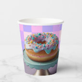 ドナッモダントが赤ちゃん市松模様にシャワーを振り掛ける 紙コップ (正面)