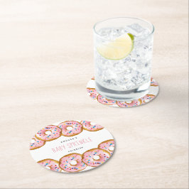 ドナッモダントガールズベビーシャワー散水 ラウンドペーパーコースター