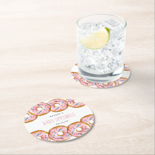 ドナッモダントガールズベビーシャワー散水 ラウンドペーパーコースター