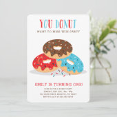 ドナッ恋しく思トこのおもしろい誕生日パーティーの招待 招待状 (スタンド正面)