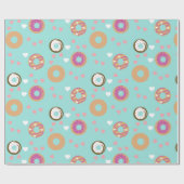 ドナツバレンタインデーハート紅海ティール（緑がかった色） ラッピングペーパー (フラット)
