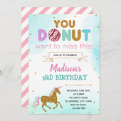 ドナツユニコーン誕生日パーティーの招待状 招待状 (正面/裏面)